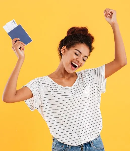 Women holding passport